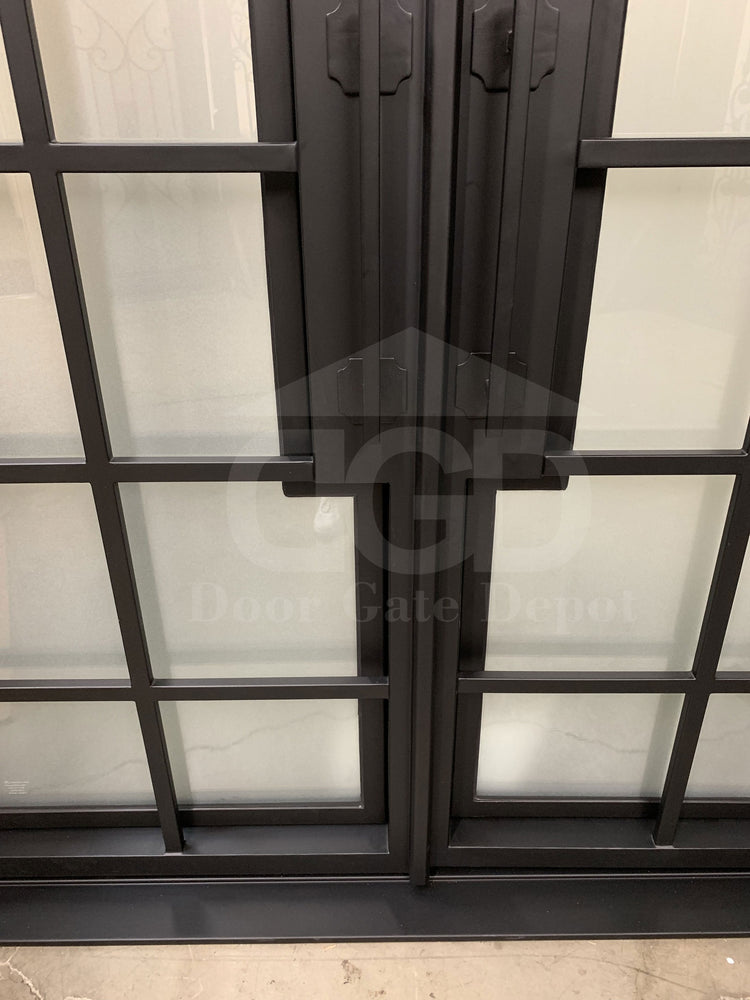 MACE- modern front entry double, wrought iron doors-72x96 Right Hand - Door Gate Depot
