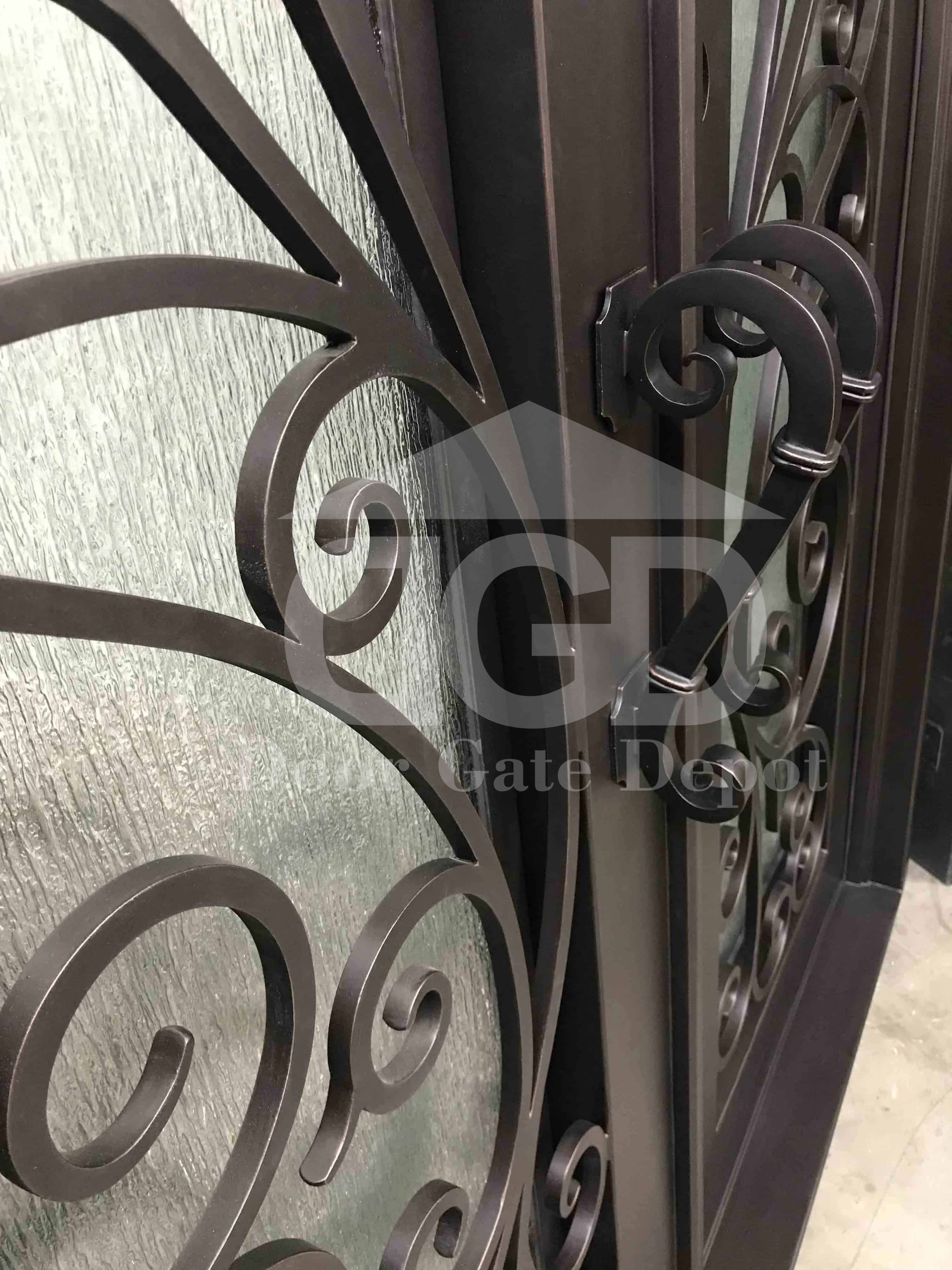 AZALEA- square top, front entry wrought iron doors, removable bug screen-72x81 Right Hand - Door Gate Depot