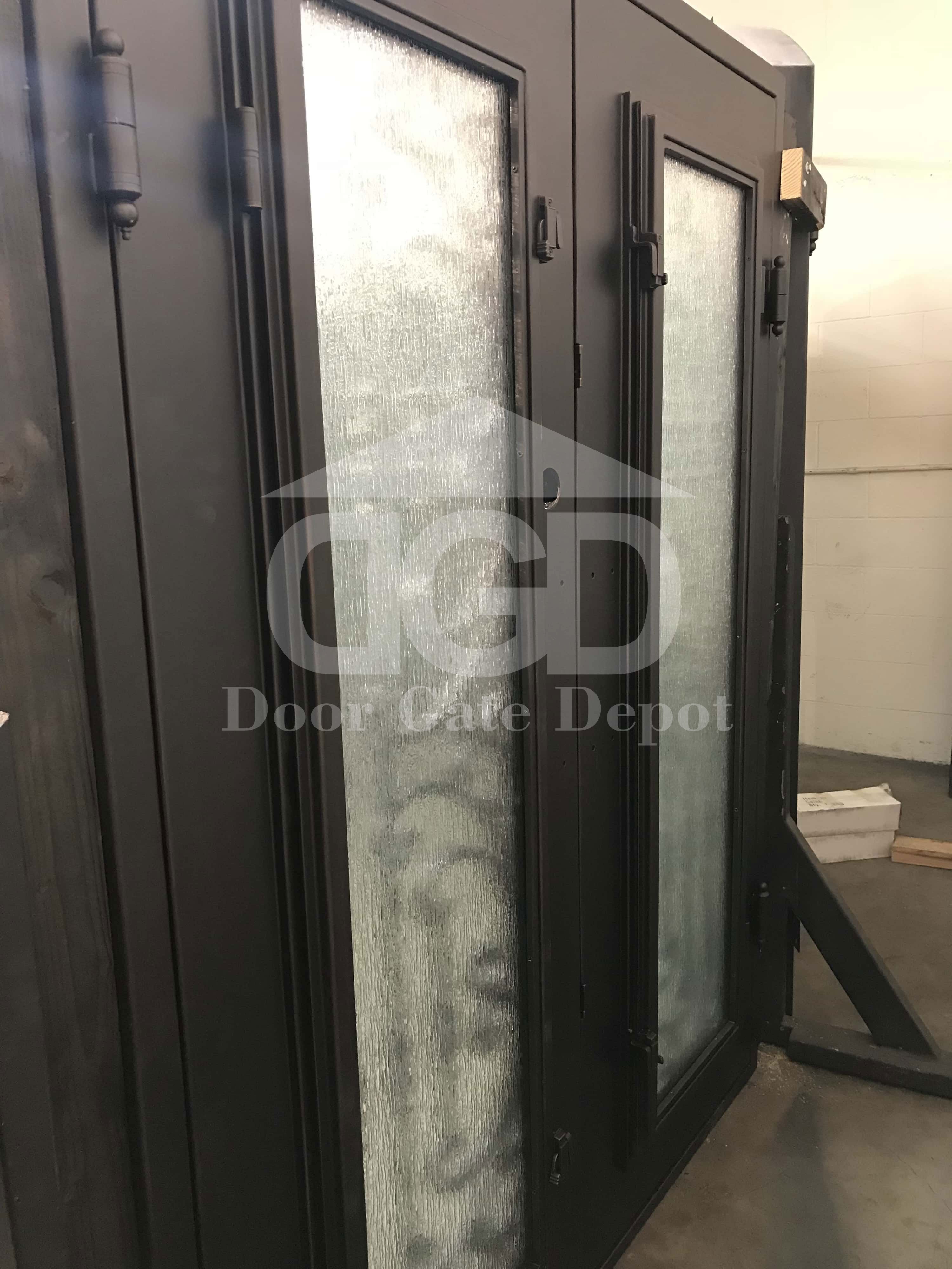 LILY-  flat top, dual pane tempered glass, bug screens, front entry wrought iron doors-72x96 Right Hand - Door Gate Depot