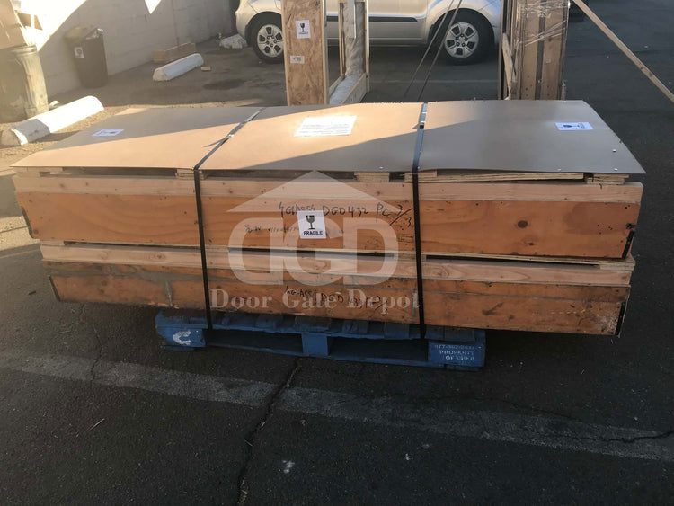 MAPLE- flat top, tempered insulated glass, bug screens, wrought iron doors-72x96 Right Hand - Door Gate Depot