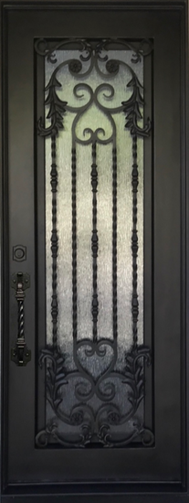 ORCHID -flat top, prehung, bug, screen, front entry single wrought iron door- 38x96 Right Hand - Door Gate Depot