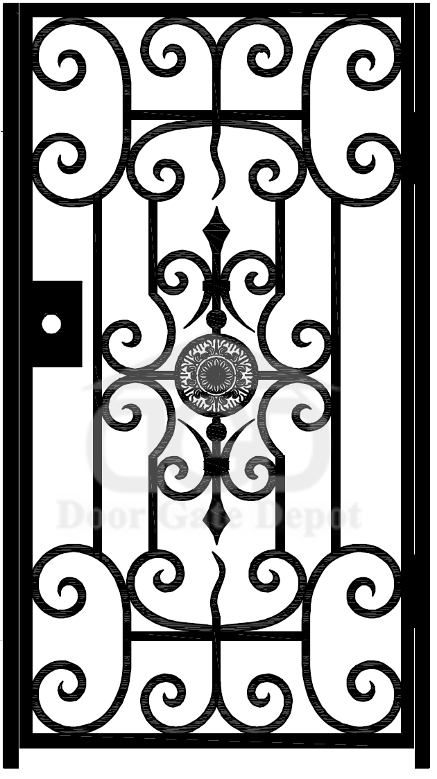 G1051- Unique design front gate, side wrought iron gate. Right-In Swing. - Door Gate Depot