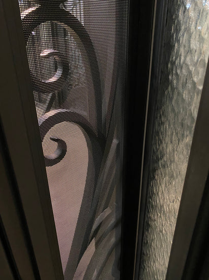 AZALEA - Single Door with sidelights, pre-hung, bug screens, wrought iron door ,38 1/2 x 97- Left Hand - Door Gate Depot