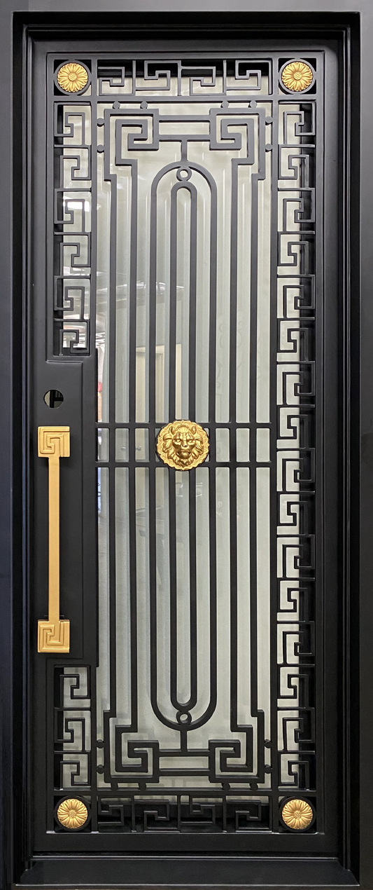 MANHATTAN - Square top, frosted glass, wrought iron door, bug screen, 38x96-Right Hand - LUXE