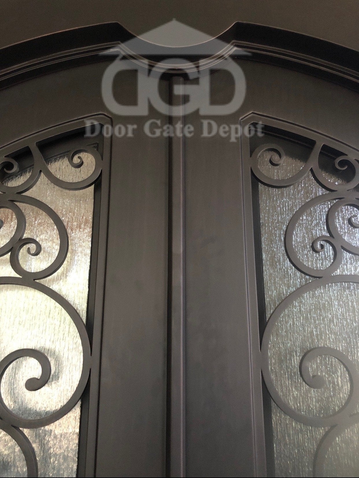 PEACOCK- Flat top arch inside, pre-hung, removable bug screens, wrought iron doors, 72x96- Right Hand - Door Gate Depot